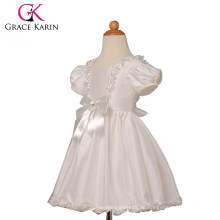 Grace Karin New Puff-Sleeve Taft weißes kurzes Hülsen-Blumen-Mädchen-Kleid CL4833